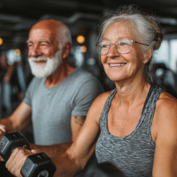 Grup de seniori făcând exerciții în aer liber